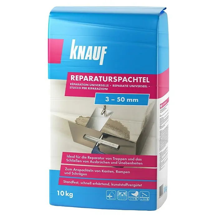 Knauf Reparaturspachtel - 10 kg, Schichtdicke: 3 - 50 mm - Vorderansicht