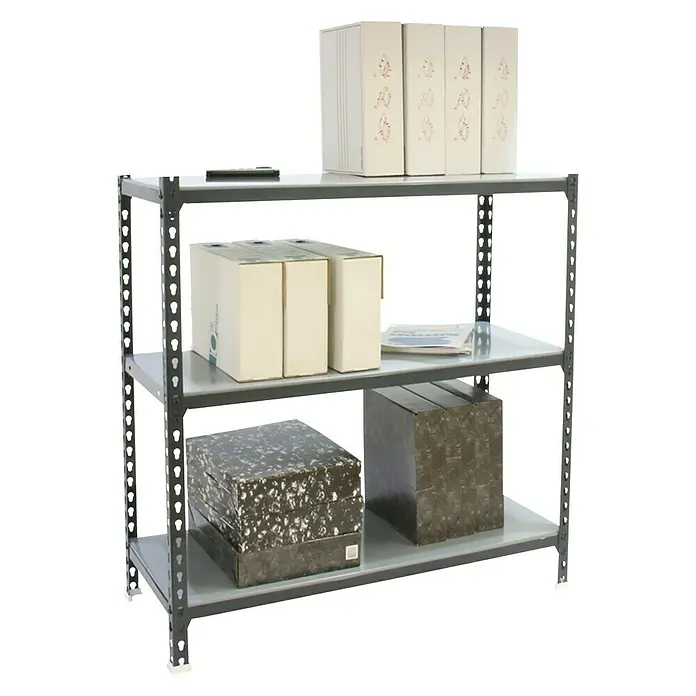 Simonrack Simonclick Metallregal - L x B x H: 30 x 90 x 90 cm, Traglast: 180 kg/Boden, Anzahl Böden: 3 Stk., Stecken, Anthrazit/Silber - Diagonale Ansicht
