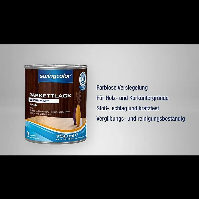 swingcolor Parkettlack - Farblos, Glänzend, 750 ml, Wasserbasiert - Der Parkettlack von swingcolor