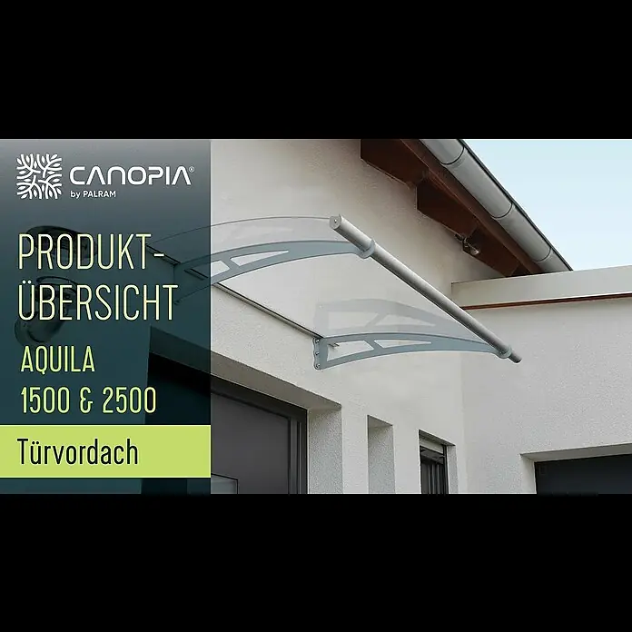 Palram – Canopia Pultvordach Aquila - 2.055 x 915 x 175 mm, Farbe Träger: Anthrazitgrau - Aquila serie 2050 & 1500 hochwertige Vordächer (DE)