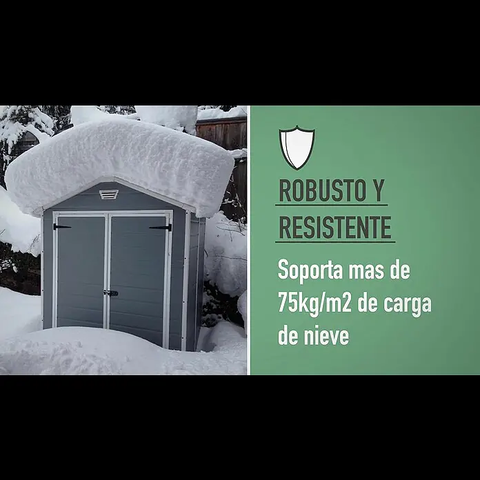 Keter Caseta para jardín Manor 4x6 - Ancho exterior incluido el voladizo del techo: 111 cm, Profundidad exterior incluido el voladizo del techo: 183,5 cm, Plástico, Antracita/Blanco - 4x6