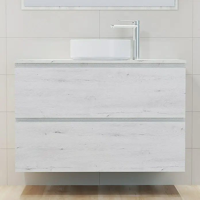 Mueble de lavabo Cíes - L x An x Al: 38,6 x 100 x 64 cm, Silver, Mate - Foto ambiente