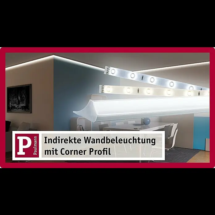 Paulmann Corner Profil - 1 m, Kunststoff - Paulmann Licht indirekte Beleuchtung: Stuckleisten und Licht-Voute mit LED Stripes und Corner Profil