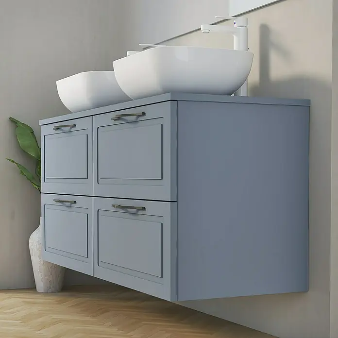 Mueble de lavabo Toja - L x An x Al: 44,9 x 120 x 54,5 cm, Azul - Foto ambiente