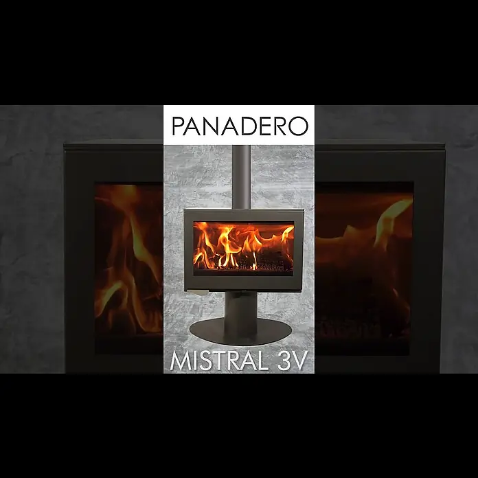 Panadero Estufa de leña Mistral 3V - 7,2 kW, Volumen de calefacción: 250 m³, Antracita - Fuego Mistral 3V