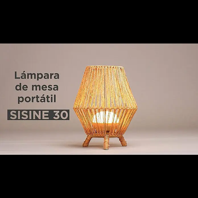 New Garden Lámpara de pie para exterior Sisine - An x Al: 25,5 x 32,5 cm, Materiales naturales - Lámpara de mesa portátil Sisine 30 Battery