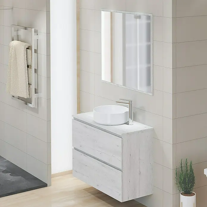 Encimera para lavabo Cíes - 39,1 x 91 x 1,6 cm, Silver - Foto ambiente