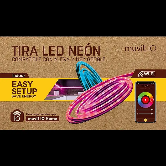 Muvit iO Tira LED WiFi Neón - Largo: 5 m, RGB, Para interior - Tira LED Neón