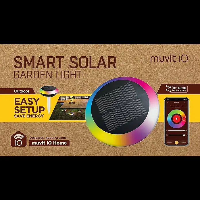 Muvit iO Lámpara solar inteligente Bluetooth RGB+CCT - 100 lm, Para exterior - Smart solar garden light