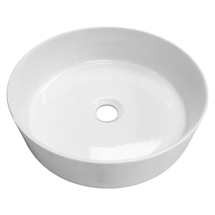 Lavabo de sobremesa Rund - 36 x 36 cm, Sin desbordamiento, Blanco - Vista angular
