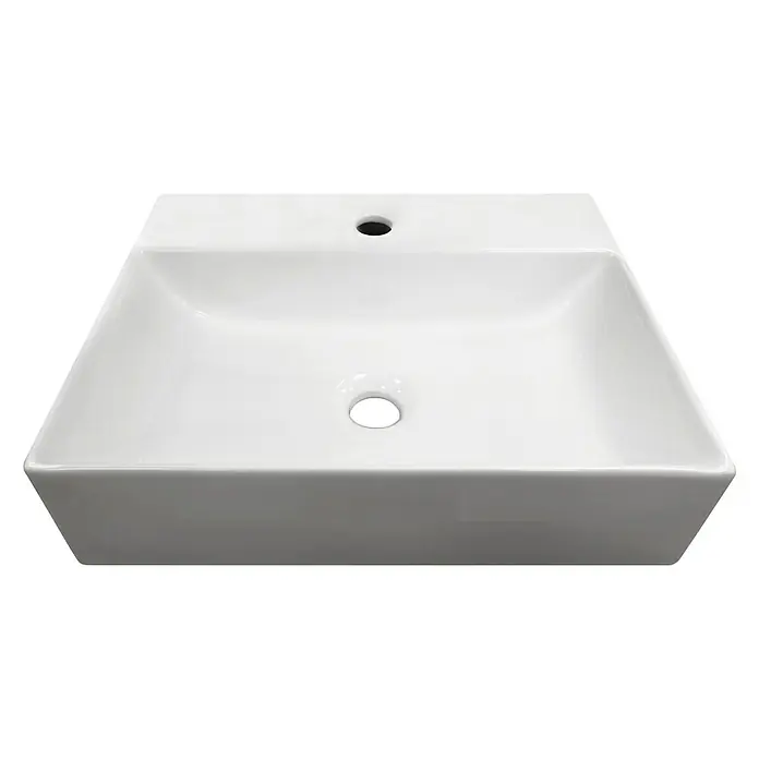 Lavabo de sobremesa Palma - 46 x 36 cm, Sin esmalte especial, Orificios para grifo: Medio, Sin desbordamiento, Blanco - Vista angular
