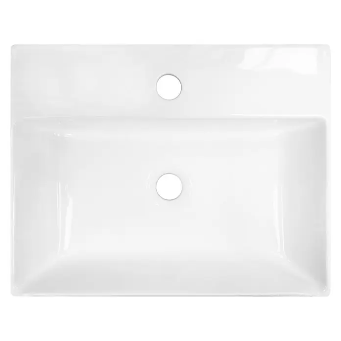Lavabo de sobremesa Palma - 46 x 36 cm, Sin esmalte especial, Orificios para grifo: Medio, Sin desbordamiento, Blanco - Vista ascendente