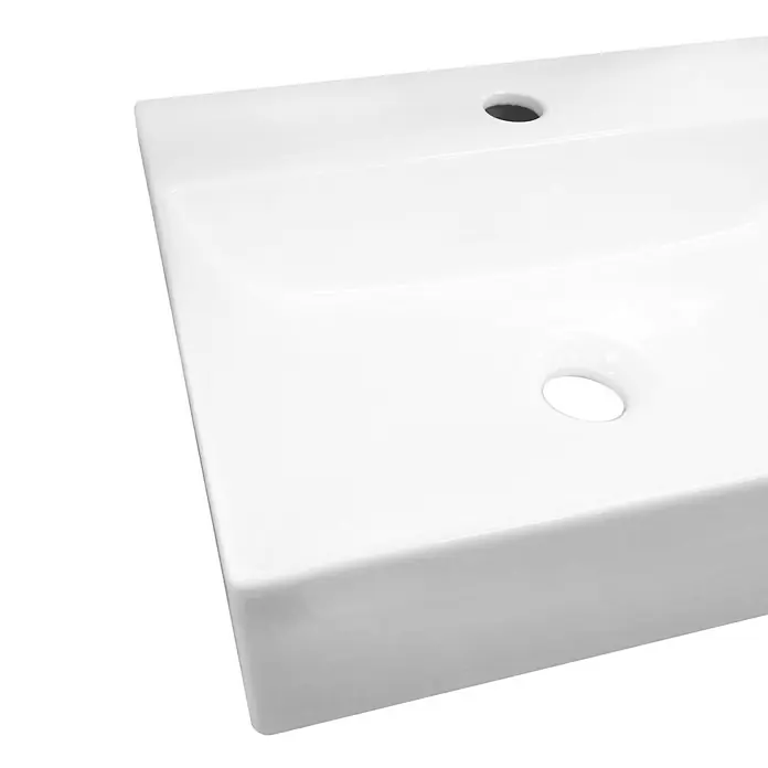 Lavabo de sobremesa Palma - 46 x 36 cm, Sin esmalte especial, Orificios para grifo: Medio, Sin desbordamiento, Blanco - Primer plano