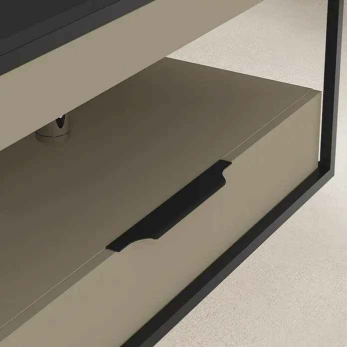 Conjunto de mueble de baño Izaro - 100 cm, 3 piezas, Fango/Negro, Mate - Primer plano