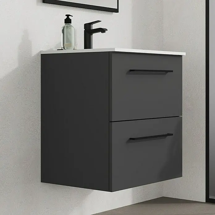 Mueble de lavabo Arosa - L x An x Al: 44,6 x 60 x 64 cm, Antracita - Foto ambiente