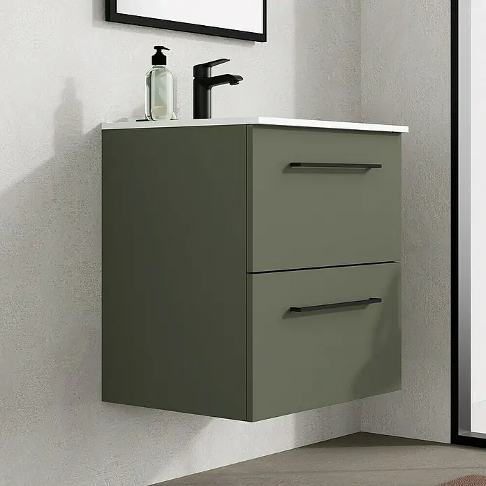 Mueble de lavabo Arosa - L x An x Al: 44,6 x 60 x 64 cm, Musgo - Foto ambiente