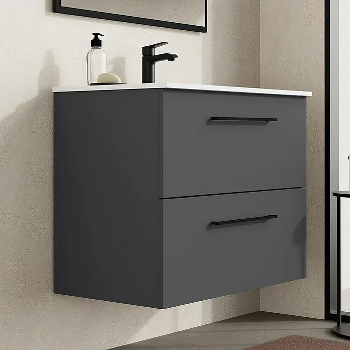Mueble de lavabo Arosa - L x An x Al: 44,6 x 80 x 64 cm, Antracita - Foto ambiente