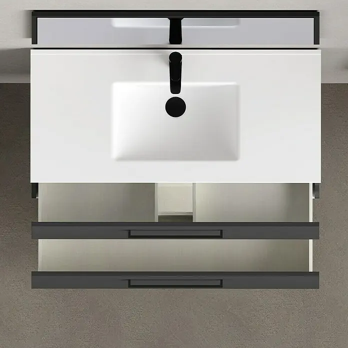 Mueble de lavabo Arosa - L x An x Al: 44,6 x 100 x 64 cm, Antracita - Foto ambiente