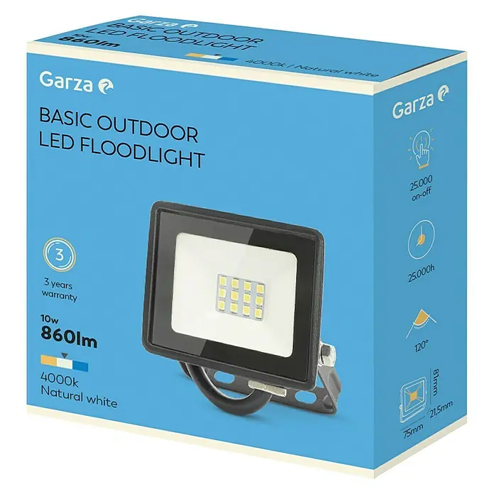 Garza Proyector LED Basic - 10 W, L x An x Al: 2,1 x 8,3 x 7,5 cm, Blanco neutro - Vista angular