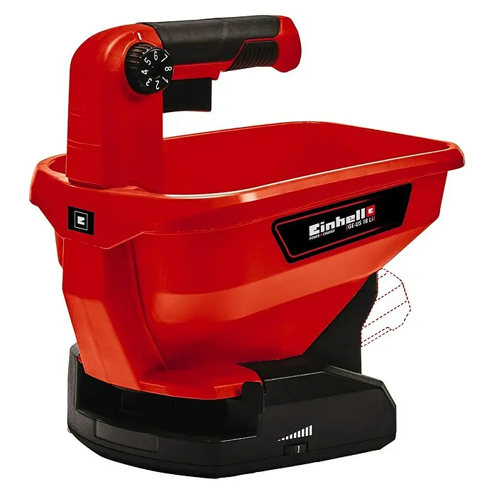 Einhell Power X-Change Handstreuer GE-US 18 Li-Solo - Streubreite: 5 m, Fassungsvermögen: 3,3 l - Diagonale Ansicht