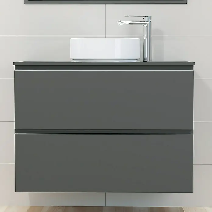 Mueble de lavabo Cíes - L x An x Al: 38,6 x 90 x 64 cm, Antracita, Mate - Foto ambiente