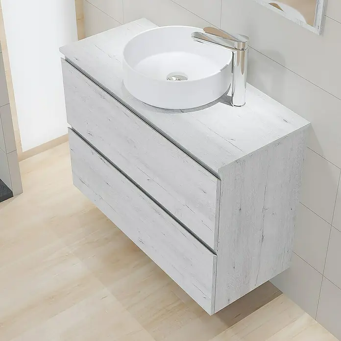 Mueble de lavabo Cíes - L x An x Al: 38,6 x 90 x 64 cm, Silver, Mate - Foto ambiente