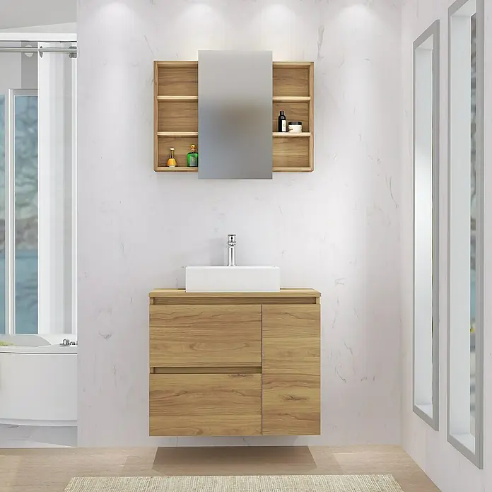 Mueble de lavabo Farbe - L x An x Al: 44,6 x 80 x 64 cm, Nebraska, Mate - Foto ambiente