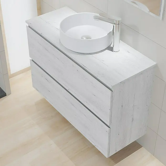 Mueble de lavabo Cíes - L x An x Al: 38,6 x 100 x 64 cm, Silver, Mate - Foto ambiente