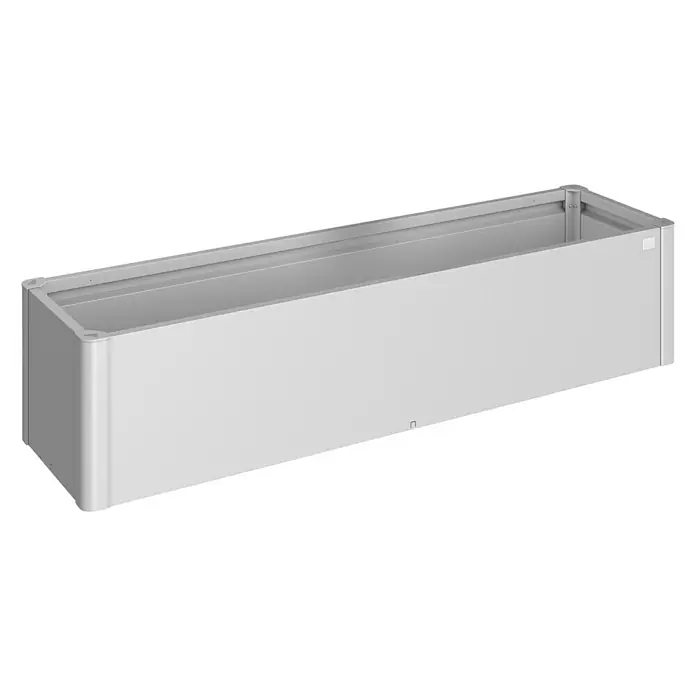 Biohort Hochbeet Belvedere - L x B x H: 53 x 201 x 45 cm, Silber Metallic, Stahl - Diagonale Ansicht