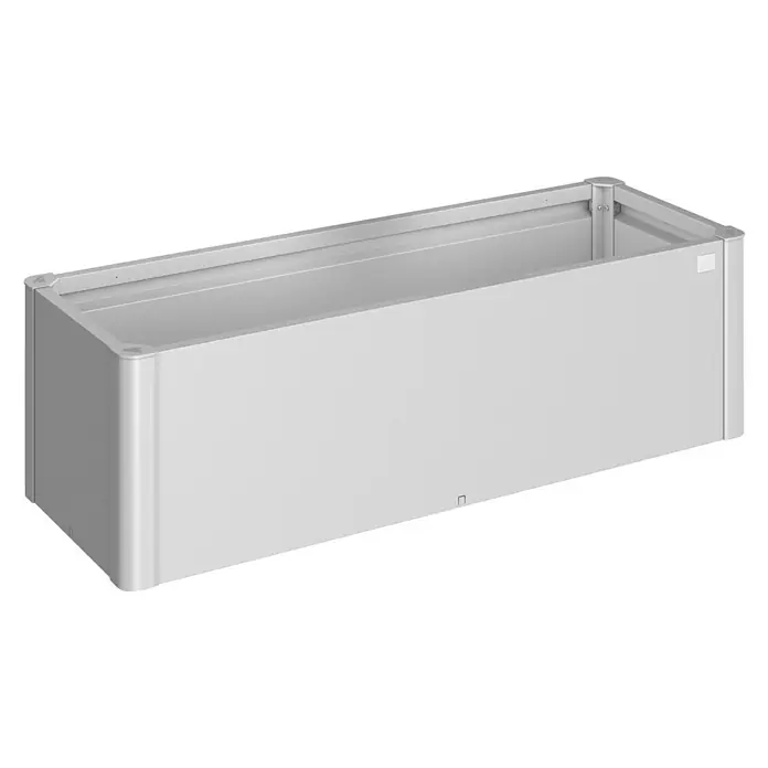 Biohort Hochbeet Belvedere - L x B x H: 53 x 152 x 45 cm, Silber Metallic, Stahl - Diagonale Ansicht