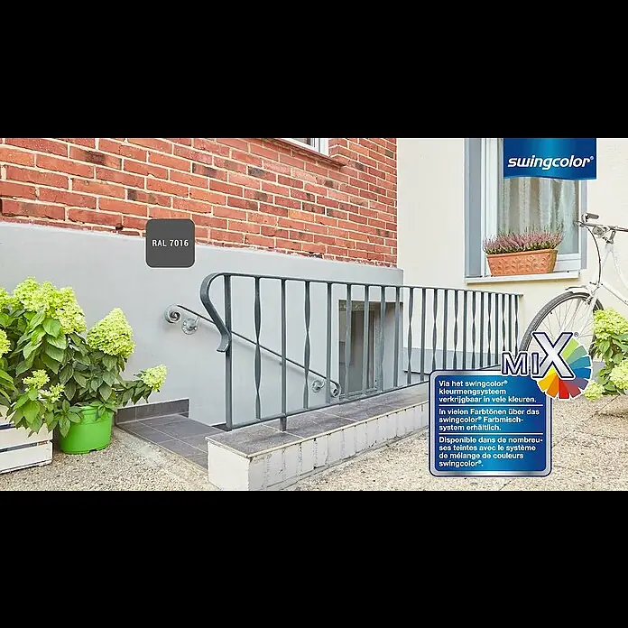 swingcolor Gekleurde kunstharslak - Stofgrijs, 750 ml, Hoogglans - Metalen balustrades goed in de lak zetten met Swincolor