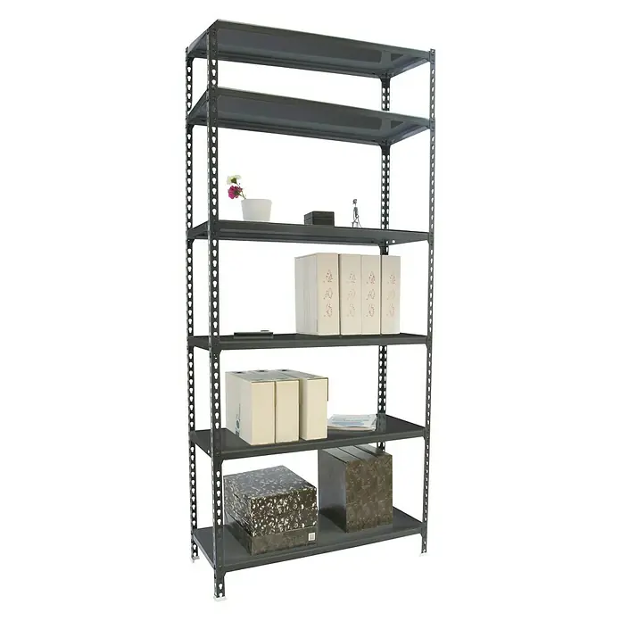Simonrack Simonclick Metallregal - L x B x H: 50 x 90 x 250 cm, Traglast: 180 kg/Boden, Anzahl Böden: 6 Stk., Stecken, Anthrazit - Diagonale Ansicht