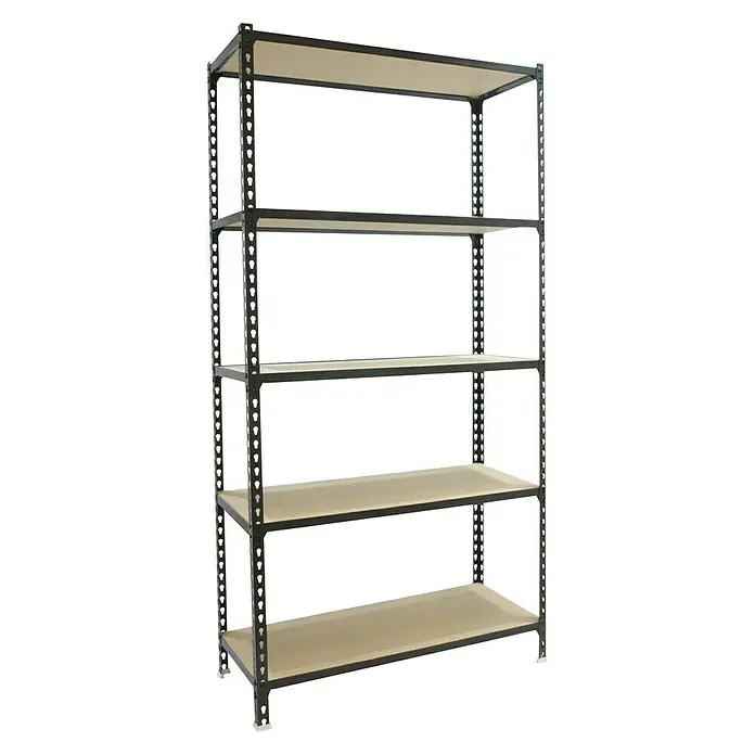 Simonrack Maderclick Metallregal Super Plus - L x B x H: 40 x 110 x 200 cm, Traglast: 150 kg/Boden, Anzahl Böden: 5 Stk., Stecken, Anthrazitgrau - Diagonale Ansicht
