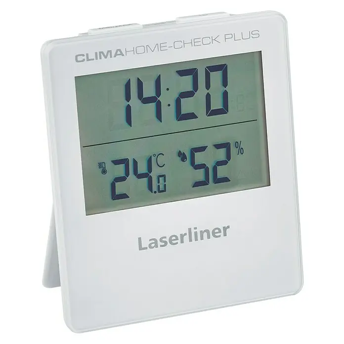 Laserliner Digitales Thermo-Hygrometer ClimaHome-Check Plus - Weiß, Breite: 96 mm - Diagonale Ansicht