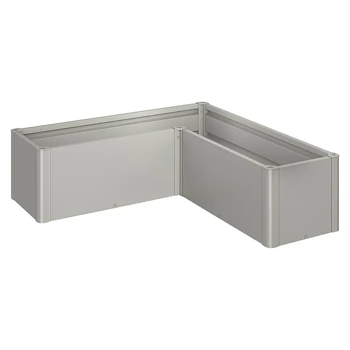 Biohort Hochbeet Belvedere - L x B x H: 152 x 152 x 45 cm, Quarzgrau Metallic, Stahl - Diagonale Ansicht