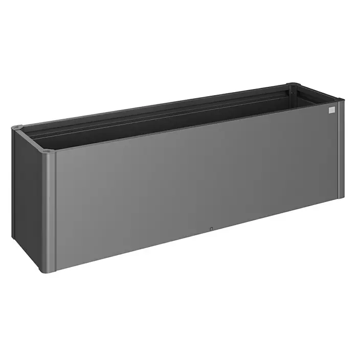 Biohort Hochbeet Belvedere - L x B x H: 53 x 201 x 61 cm, Dunkelgrau Metallic, Stahl - Diagonale Ansicht