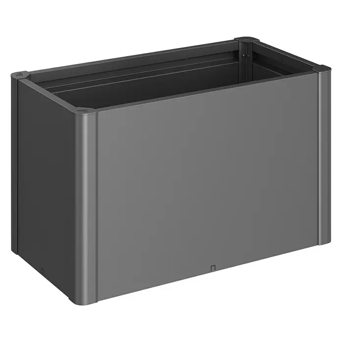 Biohort Hochbeet Belvedere - L x B x H: 53 x 102 x 61 cm, Dunkelgrau Metallic, Stahl - Diagonale Ansicht