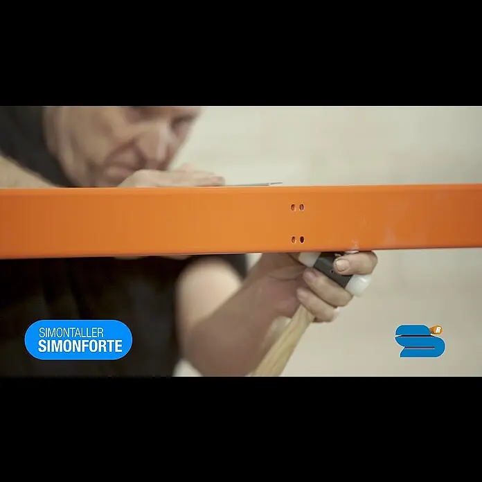 Simonrack Simonforte Estantería para cargas pesadas Metal - L x An x Al: 60 x 180 x 200 cm, Capacidad de carga: 600 kg/balda, Número de baldas: 4 ud., Azul/Naranja - Simonrack