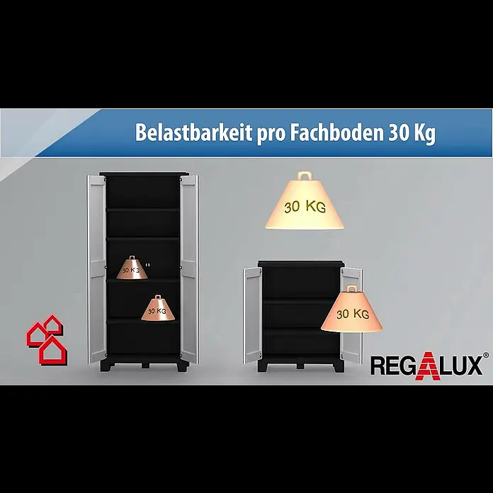 Regalux Space Line Kunststoffschrank Space Line - L x B x H: 44 x 80 x 100 cm, Traglast: 30 kg/Boden - Regalux Spaceline Schrank