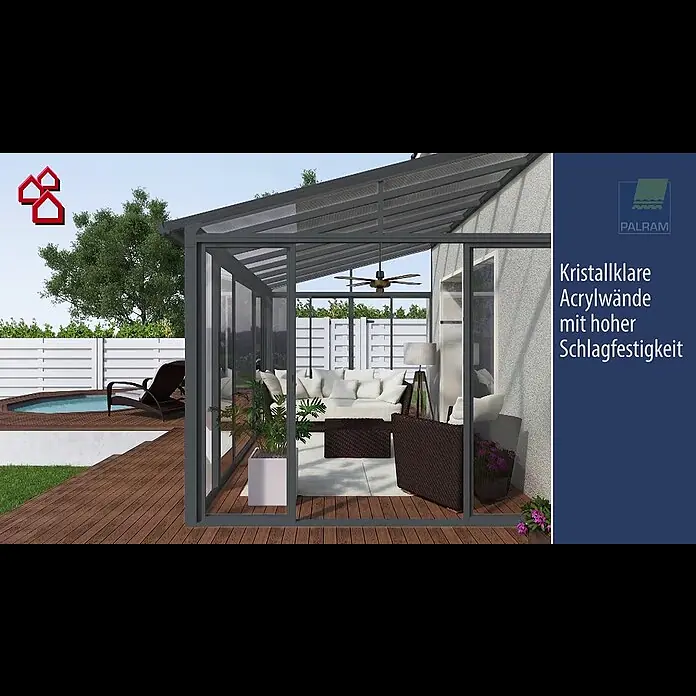 Palram – Canopia Wintergarten San Remo - B x T x H: 5,46 m x 3 m x 3,1 m, Anthrazitgrau - Wintergarten San Remo von Palram | BAUHAUS