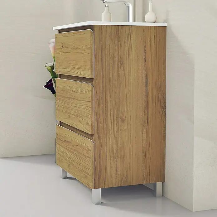 Mueble de lavabo Ons - L x An x Al: 38,6 x 60 x 83,3 cm, Roble Guadarrama, Mate - Foto ambiente