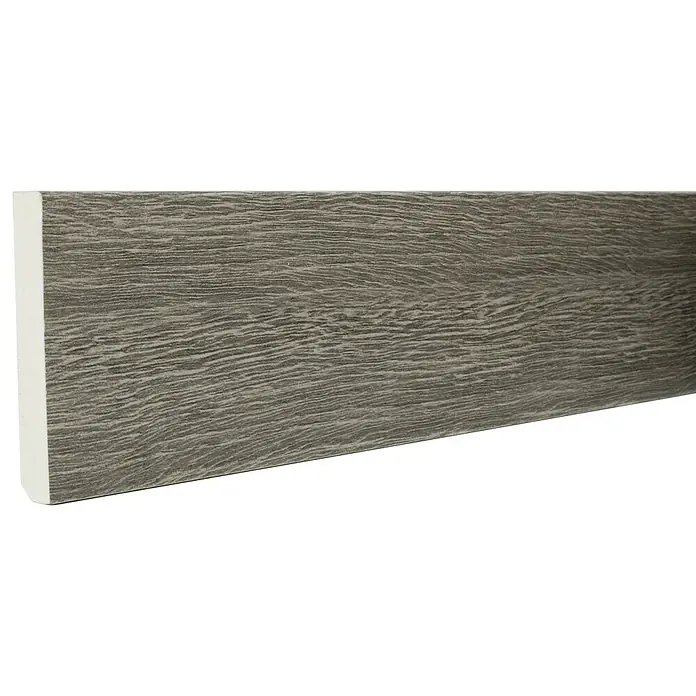 Zócalo de PVC Gris Medio - 2,2 m x 13 mm x 90 mm, 10 pzs. - Primer plano