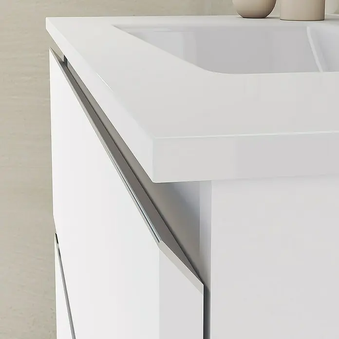 Mueble de lavabo Ons - L x An x Al: 38,6 x 70 x 83,3 cm, Blanco, Mate - Primer plano