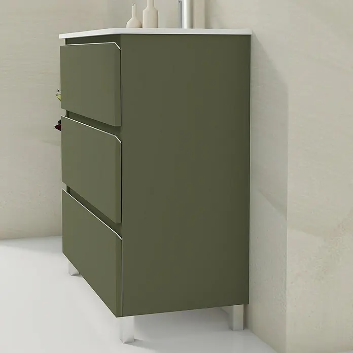 Mueble de lavabo Ons - L x An x Al: 38,6 x 70 x 83,3 cm, Musgo, Mate - Foto ambiente