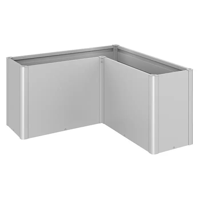 Biohort Hochbeet Belvedere - L x B x H: 152 x 152 x 77 cm, Silber Metallic, Stahl - Diagonale Ansicht