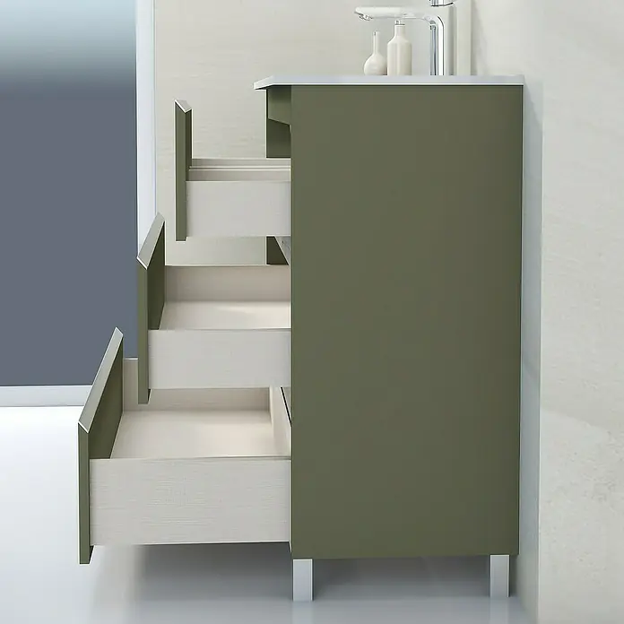 Mueble de lavabo Ons - L x An x Al: 38,6 x 100 x 83,3 cm, Musgo, Mate - Foto ambiente