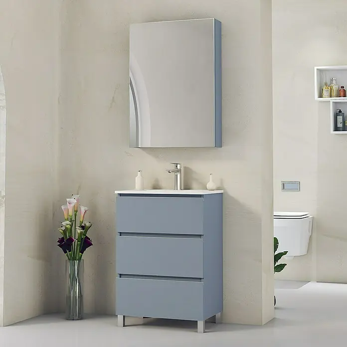 Mueble de lavabo Ons - L x An x Al: 38,6 x 60 x 83,3 cm, Azul, Mate - Foto ambiente