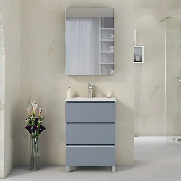 Mueble de lavabo Ons - L x An x Al: 38,6 x 60 x 83,3 cm, Azul, Mate - Foto ambiente