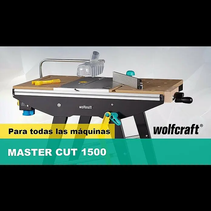 Wolfcraft Master Cut Mesa de trabajo 1500 - 64 - 94 x 86,5 cm, Placa MDF 495 x 500 x 23 mm, Placa de maquinaria 285 x 500 mm, Tamaño mesa de trabajo: 78 x 50 cm - MASTER Cut 1500 | Mesa de trabajo y para máquinas | wolfcraft