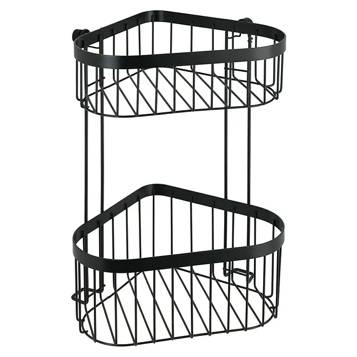 Wenko Hoekdouchekorf - 18,5 x 23,5 x 33 cm, Zwart - Diagonaal zicht